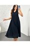 V-Neck Zero Sleeve Black Midi Dress - Ayrobin 5964 - 4