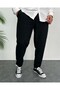 Men's Black Boyfriend Linen Trousers Relaxed Cut Double Leg Jogger
