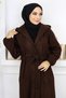 Front Tie Cashmere Coat Brown Mi̇h19169 - 2
