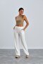 Women's White Wide Cut Comfortable Fit Wide Leg Pocket Sweatpants