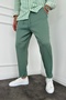 Men's - New Season Ribbed Green Jogger with Boyfriend Fit and Elastic Waist