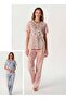 Women's Short Sleeve Pajama Set-Salmon