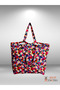 Large Linen Bag with Pastel Floral Print - Beach and Shopping Bag - 54cm x 38cm - 6