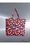Large Linen Bag with Pastel Floral Print - Beach and Shopping Bag - 54cm x 38cm - 7