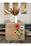 Flower Patterned Hand Knitted Jute Fabric Runner 40x140 Cm - 6