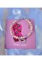 hello kitty bracelet with pink glass pearls, hologram beads and zircon stones - 3