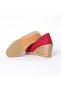 Authentic Handmade Open Toe Wedge Heel Red Linen Woven Shoes - 4