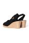 Real Handmade Black Back Strap Open Heel Open Toe Straw Linen Espadrille Wedge Heel Handmade - 3