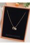 Steel Zircon Stone Letter and Heart Necklace Letter N