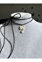 Corded laceable coquette aesthetic bow necklace with pearls - 3