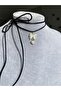 Corded laceable coquette aesthetic bow necklace with pearls - 4