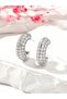 Women's Earrings Silver Tone Zircon Stone Hoop - 2