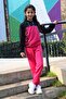 79 Printed Black-Fuchsia Hooded Tracksuit Set - 2