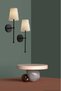 (2 PCS) Pars Single Black Sconce (with Cream Colored Lampshade) - 2