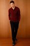 Men's Polo Neck Diamond Patterned Knitwear Sweater Claret Red - 2