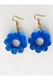 EARRINGS - TRANSPARENT BLUE Glittery FLOWER EARRINGS - 3