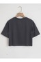 Women's Plain Smoked Oversize Crop T-Shirt - 2