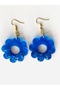 EARRINGS - TRANSPARENT BLUE Glittery FLOWER EARRINGS - 4