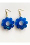 EARRINGS - TRANSPARENT BLUE Glittery FLOWER EARRINGS