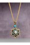 Mardin's Blue Necklace with Pearl and Turquoise Stones and Flowers - 5