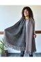 Plaid Dark Camel Feather Shawl Std - 2