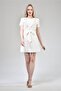 Women's Ecru Embroidered Belted Dress