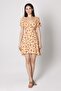 Women's Side Waist Low-cut Short Sleeve Patterned Mini Dress - 2