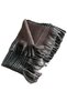 Plaid Dark Camel Feather Shawl Std - 3