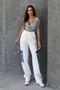Women's Stylish Sweatpants with Elastic Waist and High Waist Side Denim Pocket Detail - 4