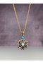 Mardin's Blue Necklace with Pearl and Turquoise Stones and Flowers