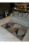 Shape Collection Beige Brown Navy Blue Tones Patterned Woven Base Modern Decorative Carpet 28 - 3