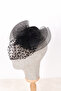 Elegant Bridal Cap, Polka Dot Veil, Wedding Hat, Feathered Wedding Cap - 3