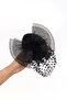Elegant Bridal Cap, Polka Dot Veil, Wedding Hat, Feathered Wedding Cap - 5