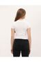 White 100% Cotton Crop Crew Neck Knitted T-Shirt - 6