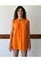 Orange Muslin Judge Collar Zero Sleeve Shirt - 3