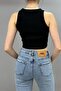Women's Crop Blouse Wide Straps Black-White Set of 2 - 5