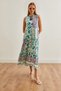 Women's Ecru Blue Prevailing Collar Lacing Detail Maxi Woven Dress Elb- 19002217 - 5