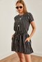 Women's Black Striped Lace-Up Waist Drop-Back Shorts Jumpsuit Tlm-19000154 - 4