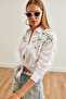 Women's Daisy White Embroidery Detail Oversize Woven Shirt Gml- 19001228 - 5