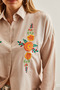 Women's Orange Floral Stone Embroidery Detail Oversize Woven Shirt Gml- 19001228 - 6