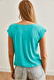 Women's Mint Green Silver Stitching Detailed V-Neck Knitted Viscose Blouse Blz-19002659 - 2