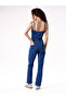 Dark Blue Lycra Strap Jumpsuit - 4