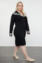 Black Sailor Collar Premium Soft Fabric Knitwear Dress Tbbaw25Ah00006 - 2