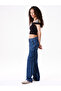 Navy Blue Patched Pocket Wideleg Jeans