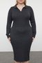 Anthracite Polo Neck Ribbed Knitwear Dress Tbbaw23Ah00002 - 3
