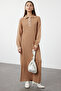 Camel Biyeli Polo Yaka Triko Elbise TCTAW25EB00011