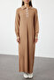 Camel Biyeli Polo Yaka Triko Elbise TCTAW25EB00011 - 4