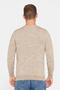 Men's Slim Fit Crew Neck Self Patterned Cream Color Knitwear Sweater - 6