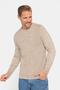 Men's Slim Fit Crew Neck Self Patterned Cream Color Knitwear Sweater