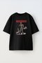 Unisex Body Building Zombie Design Printed Cotton Black Oversized t-shirt